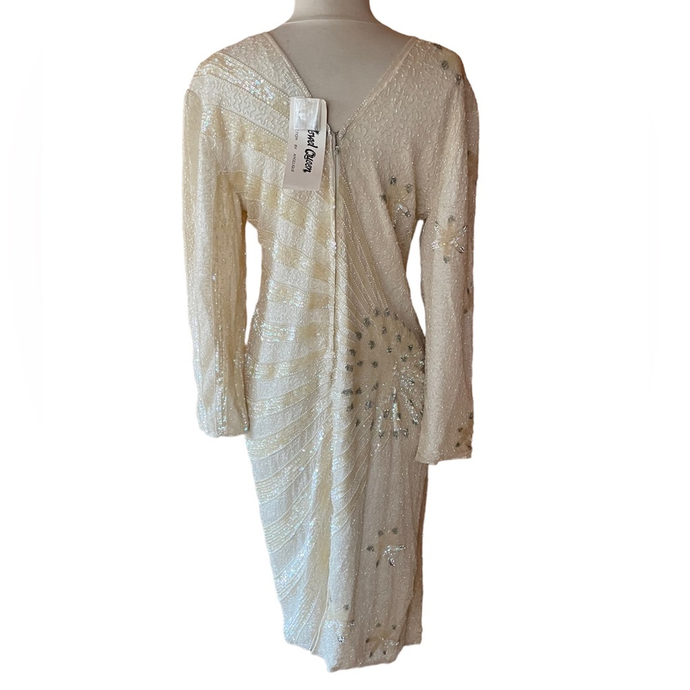 NWT Vintage‎ Jewel Queen 100% Silk, Handmade, Beaded & Sequin, V-Neck Gown - Picture 9 of 13